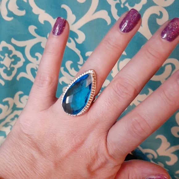 10 CT BLUE AQUAMARINE S925 Silver RING SZ. 7 - Picture 2 of 3